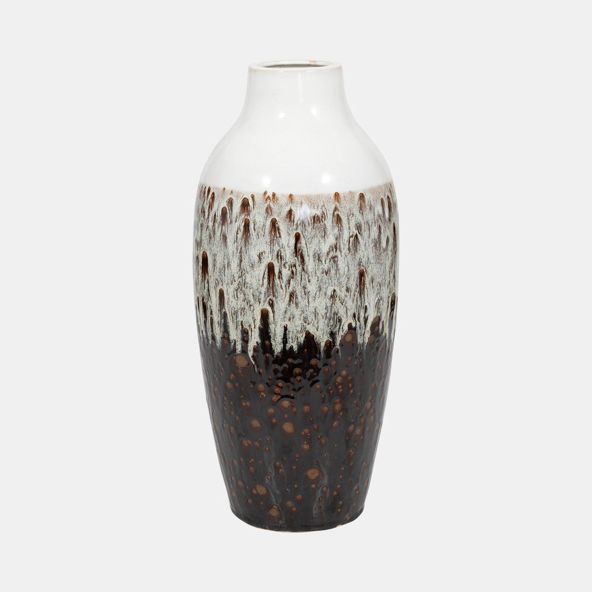 Clay, 19" Ombre Reactive Vase, Brown/white