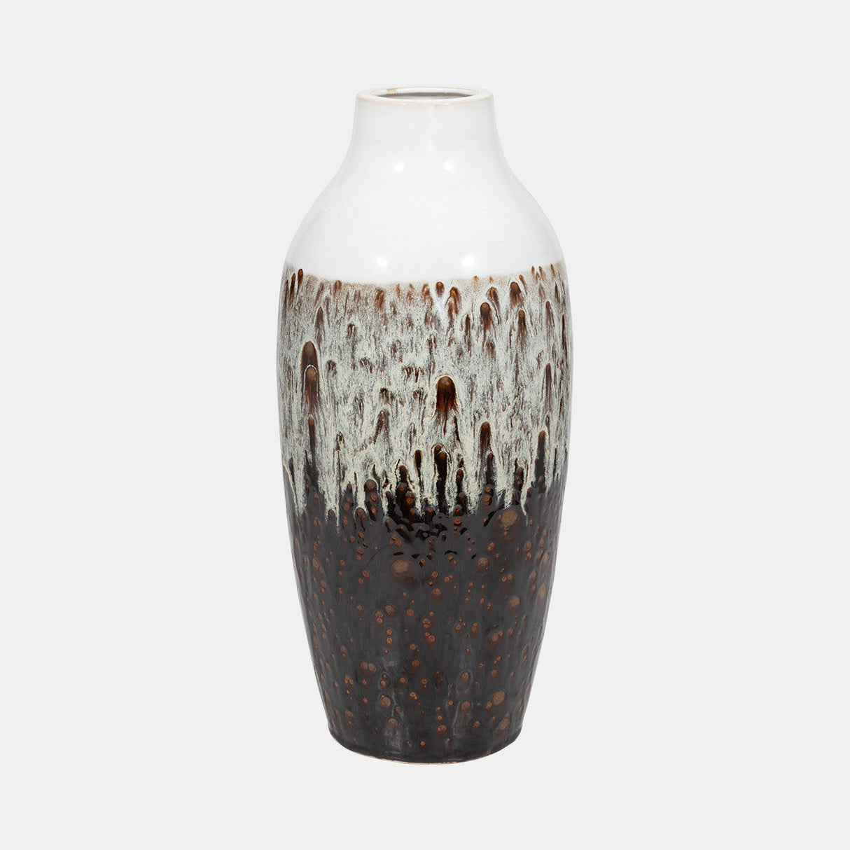 Clay, 19" Ombre Reactive Vase, Brown/white