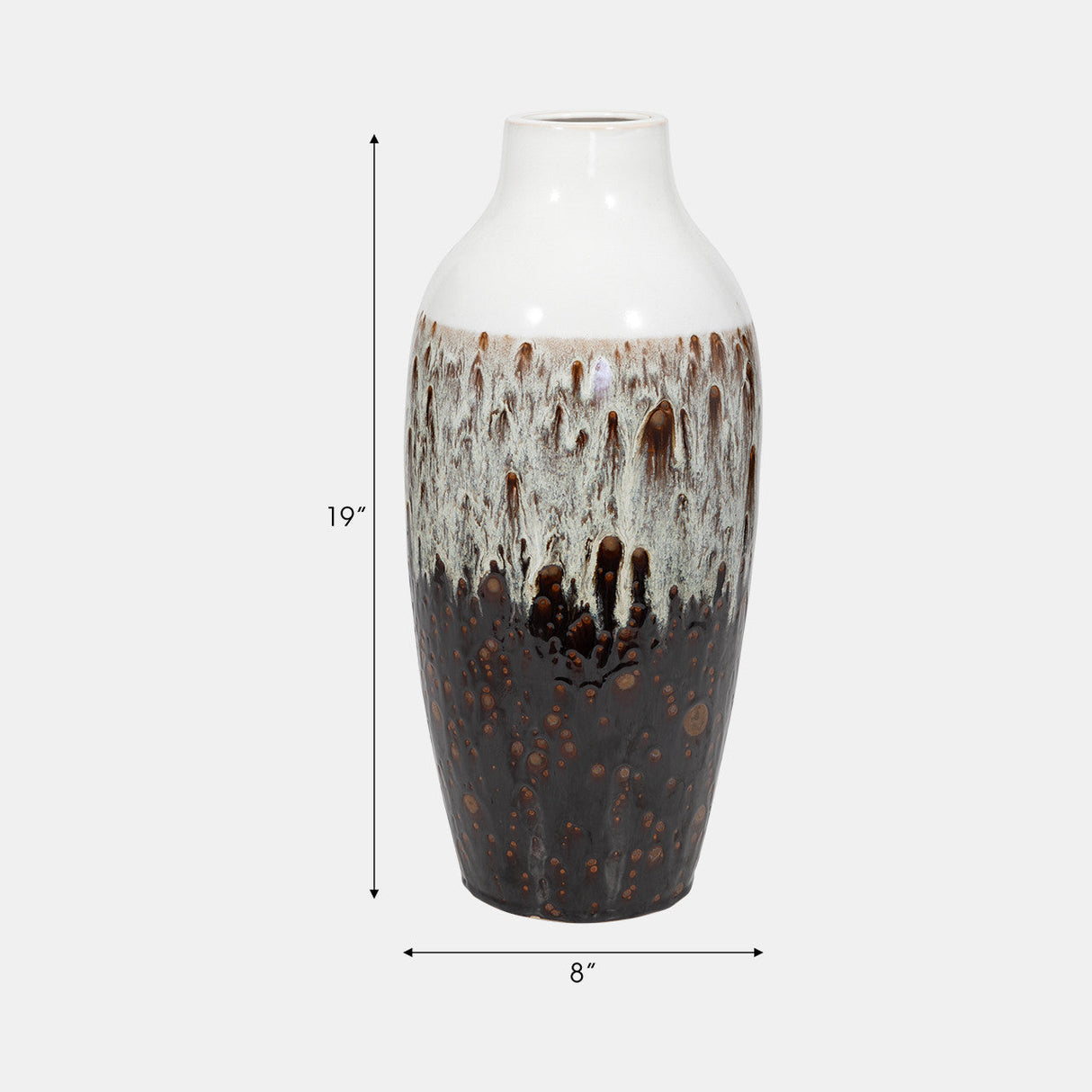 Clay, 19" Ombre Reactive Vase, Brown/white