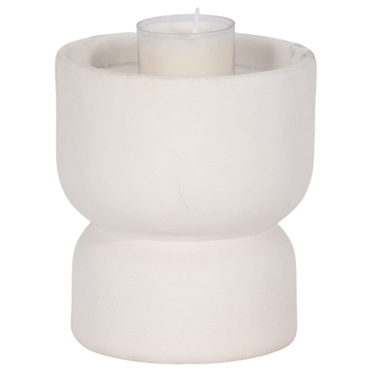 Clay, 5" Stacked Textured Candle Holder, Ivory