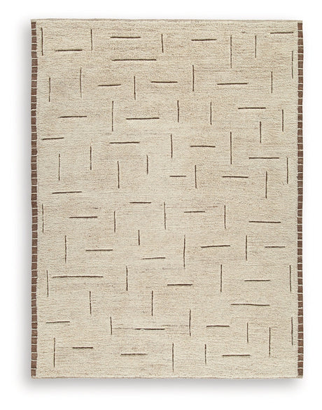 Clayman Beige/Brown Large Rug by Ashley at Eve Furniture
