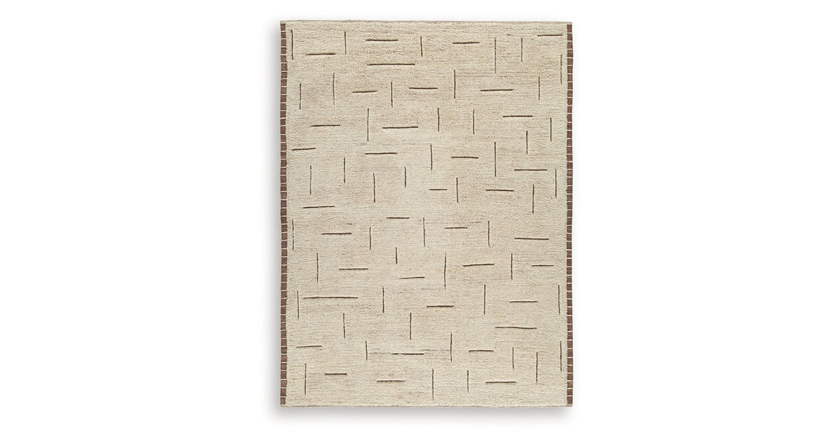 Clayman Beige/Brown Large Rug by Ashley at Eve Furniture
