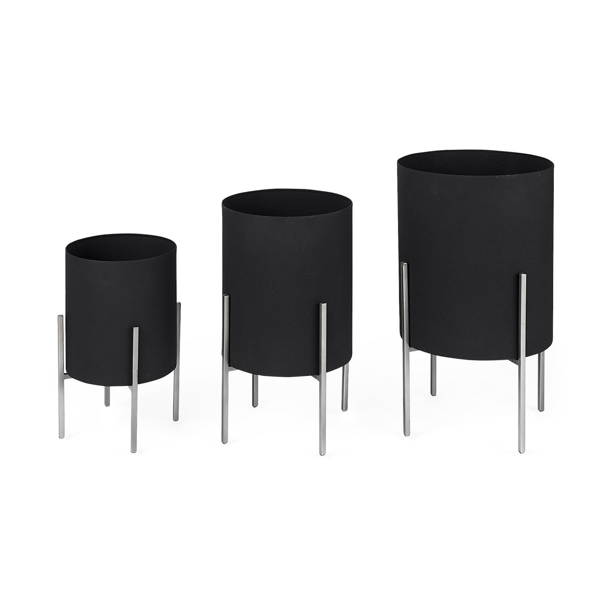 Claypoole (Set of 3) Black Plant Stands by Mercana at Eve Furniture