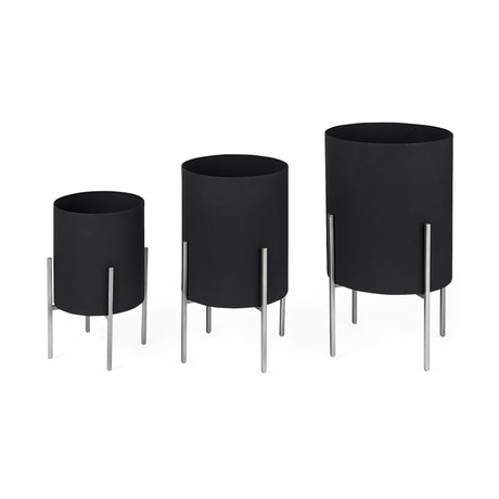 Claypoole (Set of 3) Black Plant Stands by Mercana at Eve Furniture