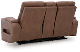 Clean-Slate Caramel Power Reclining Loveseat with Console by Ashley at Eve Furniture