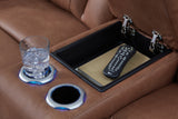 Clean-Slate Caramel Power Reclining Loveseat with Console by Ashley at Eve Furniture