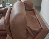 Clean-Slate Caramel Power Reclining Loveseat with Console by Ashley at Eve Furniture