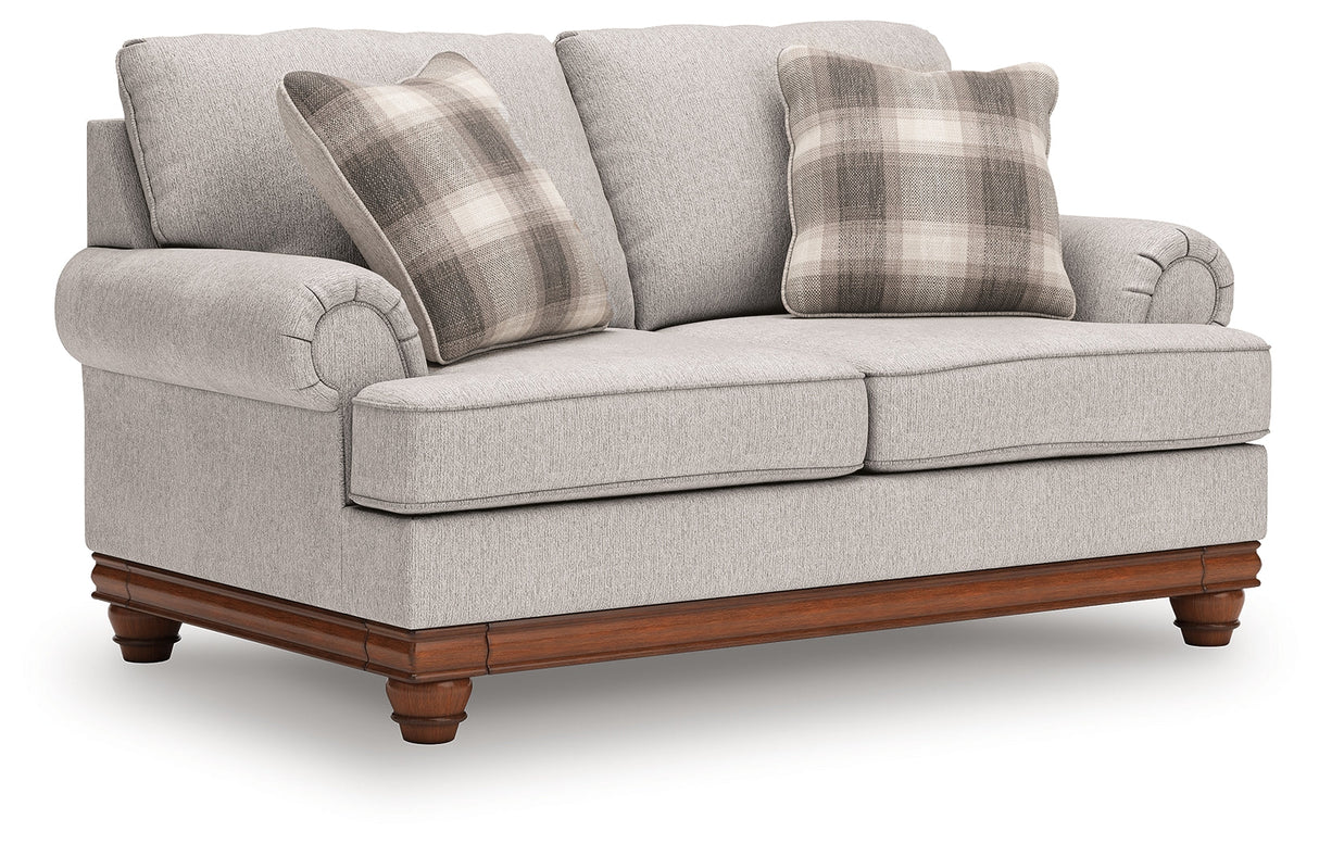 Clearbrooke Sandstone Loveseat and Ottoman by Ashley at Eve Furniture
