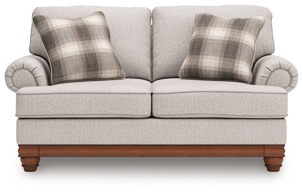 Clearbrooke Sandstone Loveseat and Ottoman by Ashley at Eve Furniture