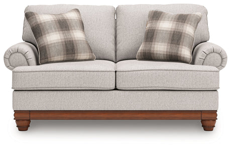 Clearbrooke Sandstone Loveseat and Ottoman by Ashley at Eve Furniture