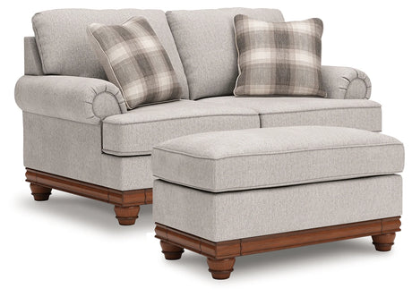 Clearbrooke Sandstone Loveseat and Ottoman by Ashley at Eve Furniture