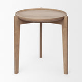 Cleaver I 22 x 24 Round Top Brown Solid Wood Accent Table by Mercana at Eve Furniture