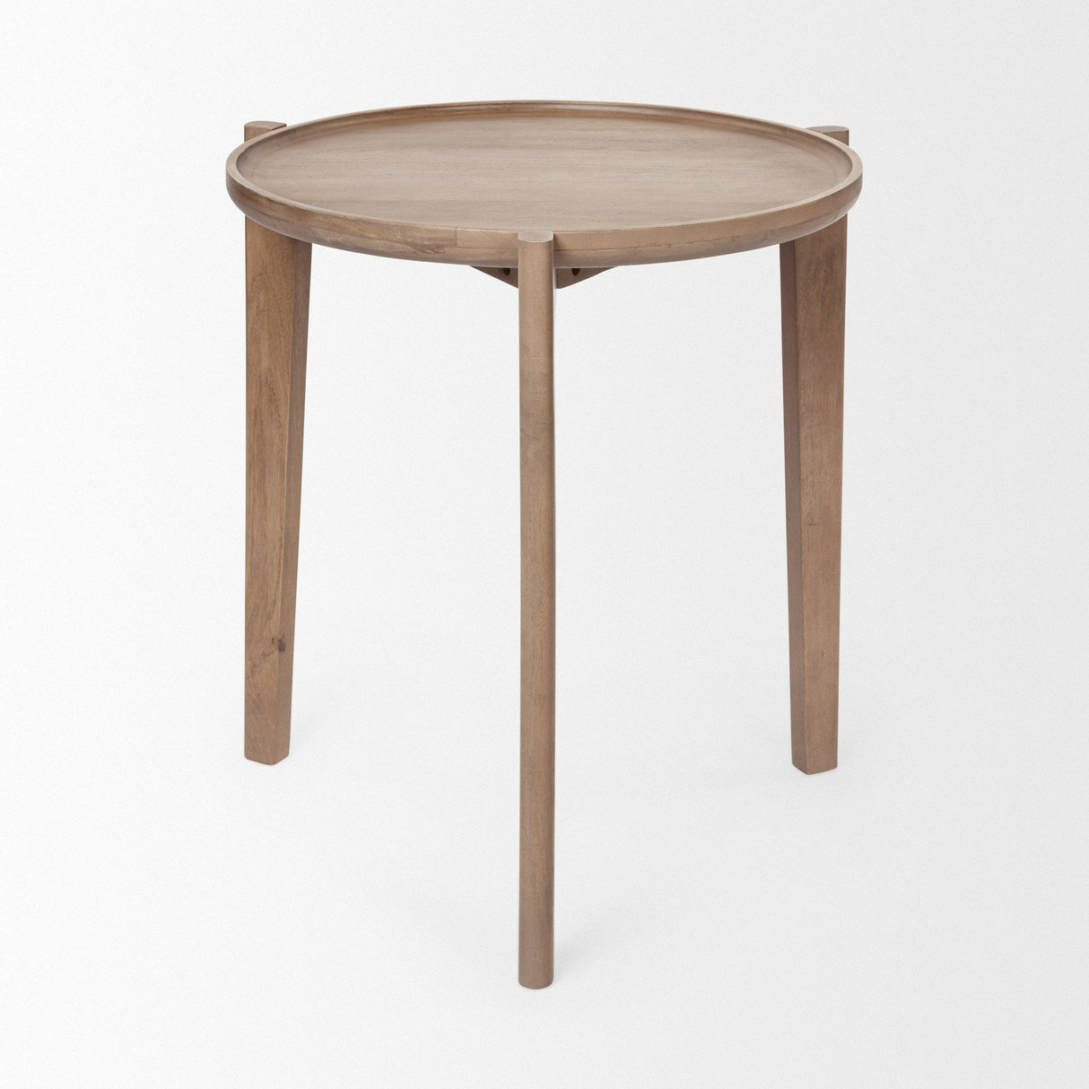 Cleaver I 22 x 24 Round Top Brown Solid Wood Accent Table by Mercana at Eve Furniture