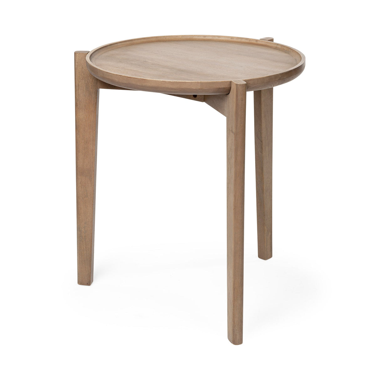 Cleaver I 22 x 24 Round Top Brown Solid Wood Accent Table by Mercana at Eve Furniture