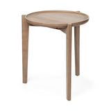 Cleaver I 22 x 24 Round Top Brown Solid Wood Accent Table by Mercana at Eve Furniture