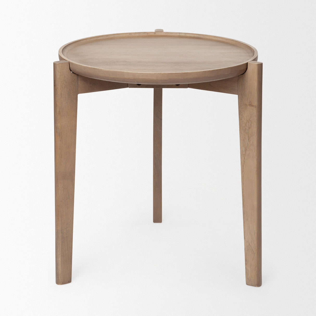 Cleaver I Round Top Brown Solid Wood Accent Table by Mercana at Eve Furniture