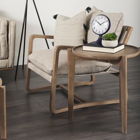 Cleaver I Round Top Brown Solid Wood Accent Table by Mercana at Eve Furniture