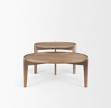 Cleaver (Set of 2) & Round Brown Solid Wood Nesting Coffee Tables by Mercana at Eve Furniture