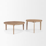 Cleaver (Set of 2) & Round Brown Solid Wood Nesting Coffee Tables by Mercana at Eve Furniture