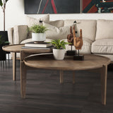 Cleaver (Set of 2) & Round Brown Solid Wood Nesting Coffee Tables by Mercana at Eve Furniture
