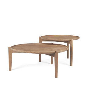 Cleaver (Set of 2) & Round Brown Solid Wood Nesting Coffee Tables by Mercana at Eve Furniture
