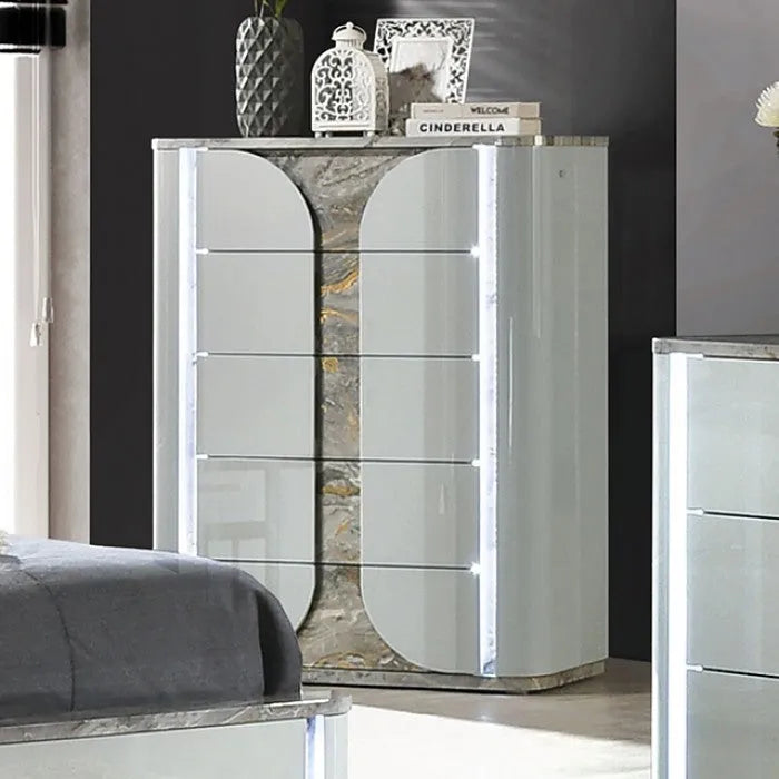 Cleburne Light Gray 5-Piece Queen Bedroom Set by Furniture of America at Eve Furniture