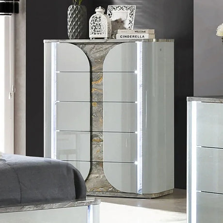 Cleburne Light Gray 5-Piece Queen Bedroom Set by Furniture of America at Eve Furniture