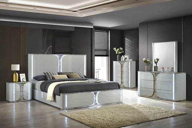 Cleburne Light Gray 4-Piece Queen Bedroom Set by Furniture of America at Eve Furniture