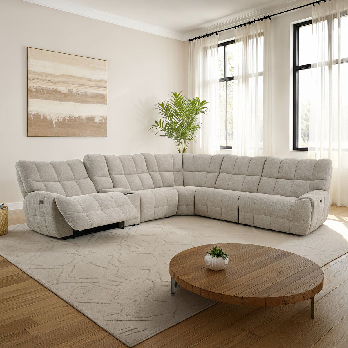 Clemens Beige Power Sectional by Furniture of America at Eve Furniture