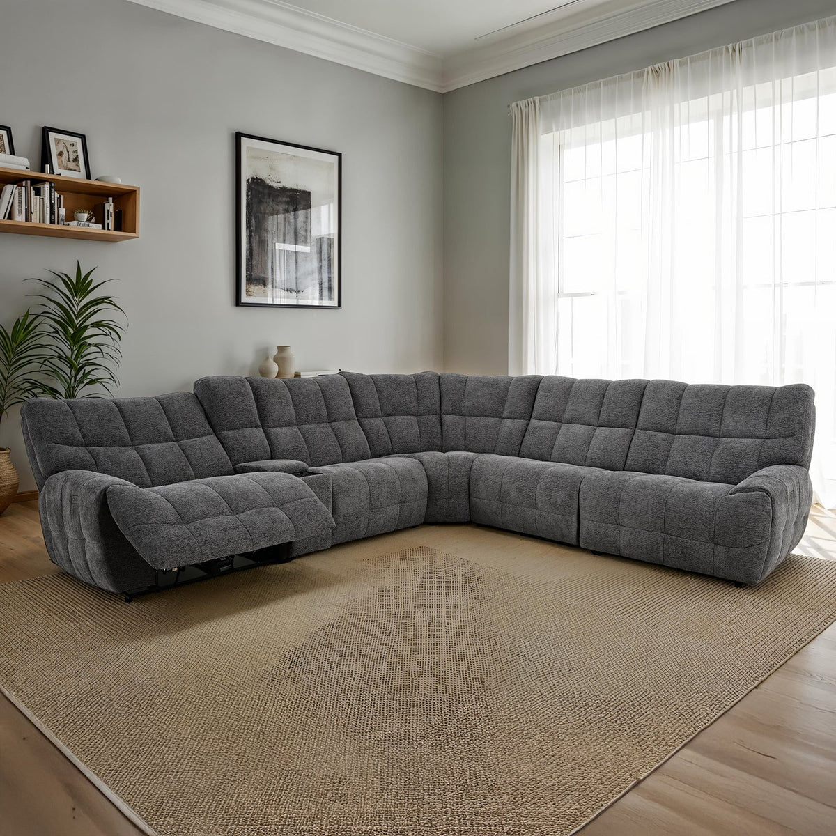 Clemens Dark Gray Power Sectional by Furniture of America at Eve Furniture