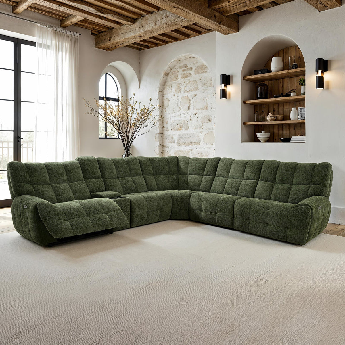 Clemens Jade Green Power Sectional by Furniture of America at Eve Furniture