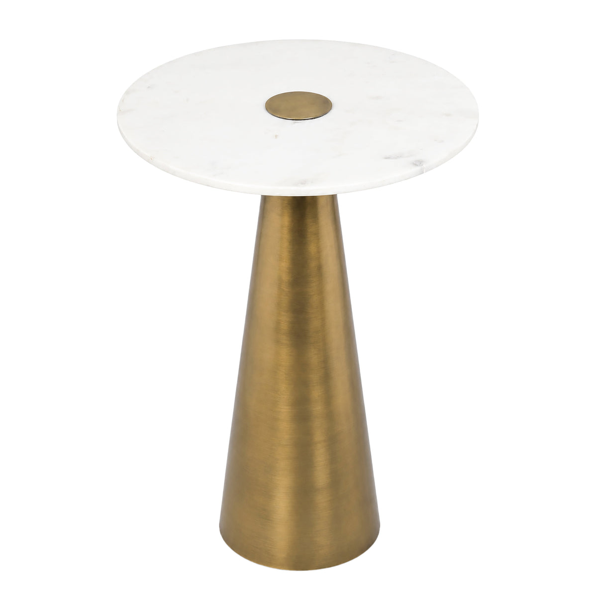 Clement Antique Brass Side Table with White Marble by TOV Furniture at Eve Furniture