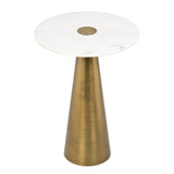 Clement Antique Brass Side Table with White Marble by TOV Furniture at Eve Furniture