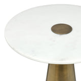 Clement Antique Brass Side Table with White Marble by TOV Furniture at Eve Furniture
