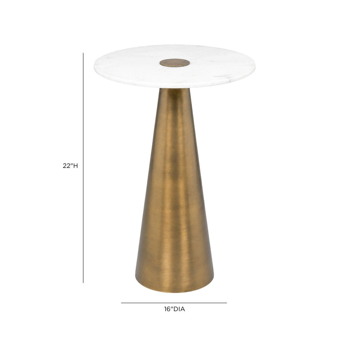 Clement Antique Brass Side Table with White Marble by TOV Furniture at Eve Furniture