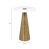 Clement Antique Brass Side Table with White Marble by TOV Furniture at Eve Furniture