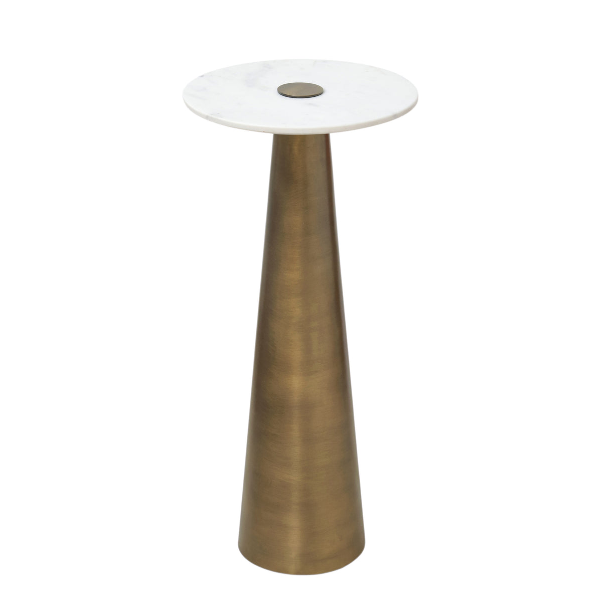 Clement Antique Brass Side Table with White Marble by TOV Furniture at Eve Furniture