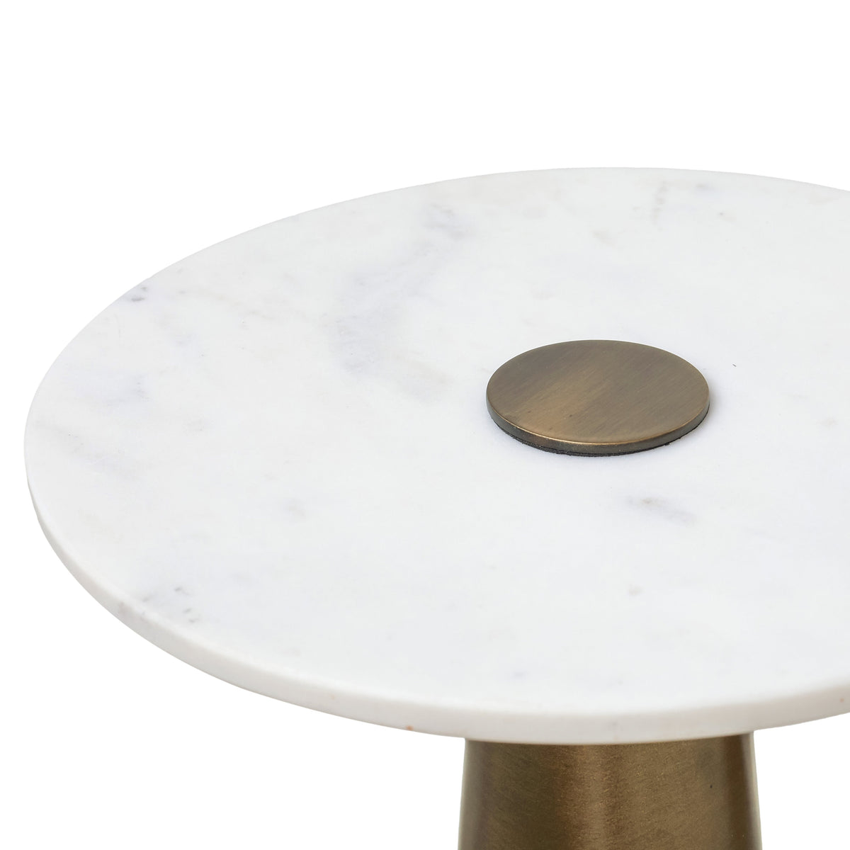 Clement Antique Brass Side Table with White Marble by TOV Furniture at Eve Furniture