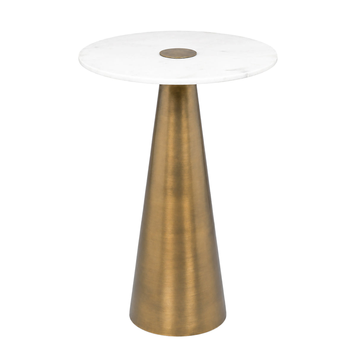 Clement Antique Brass Side Table with White Marble by TOV Furniture at Eve Furniture