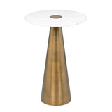 Clement Antique Brass Side Table with White Marble by TOV Furniture at Eve Furniture