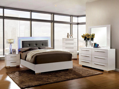 Clementine Glossy White LED King Bed by Furniture of America at Eve Furniture
