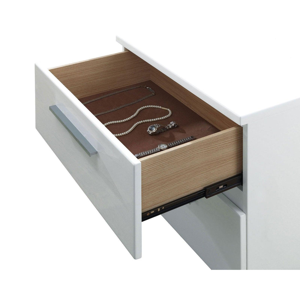 Clementine Glossy White Night Stand by Furniture of America at Eve Furniture