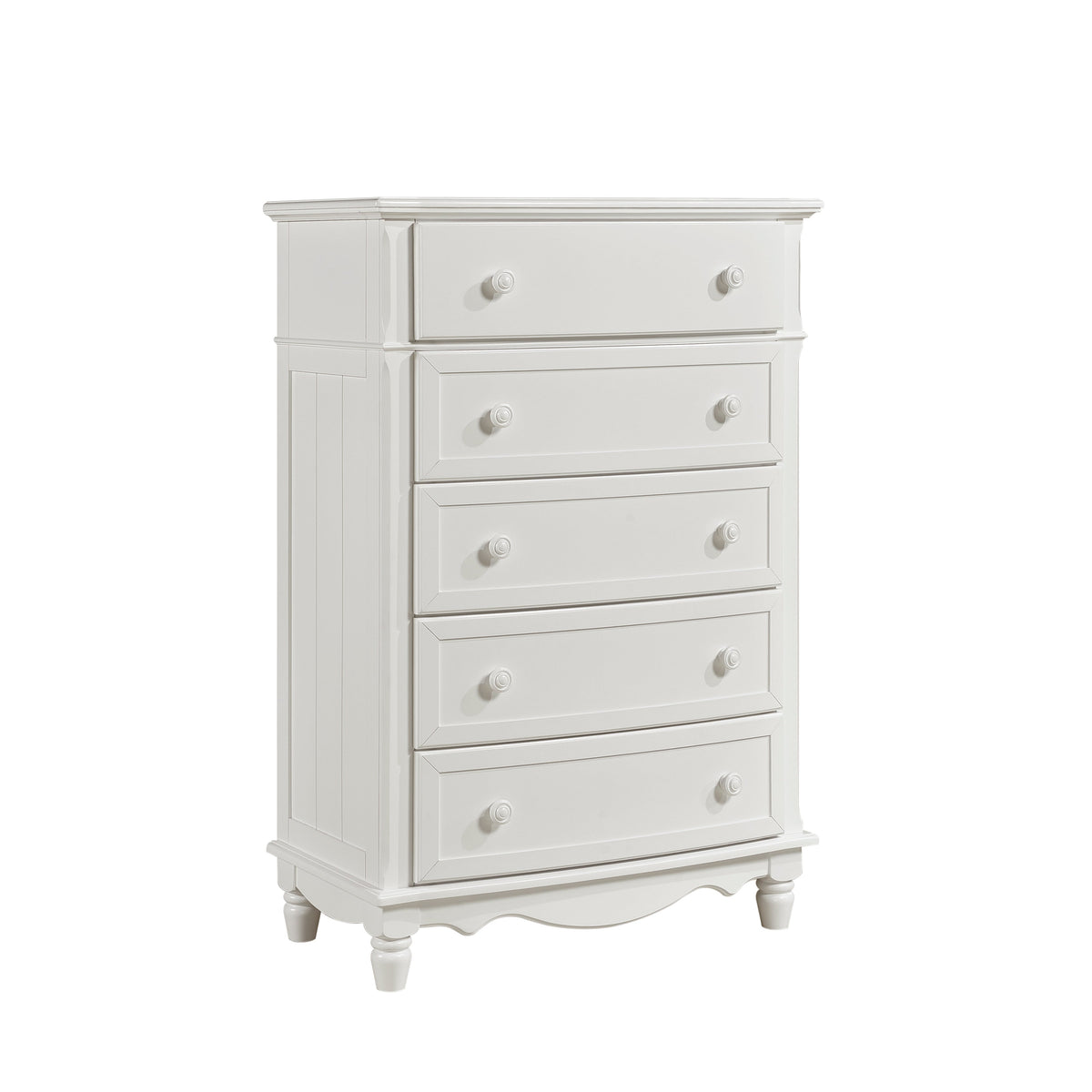 Clementine White Twin Bed, Nightstand, Dresser, Mirror and Chest by Homelegance at Eve Furniture