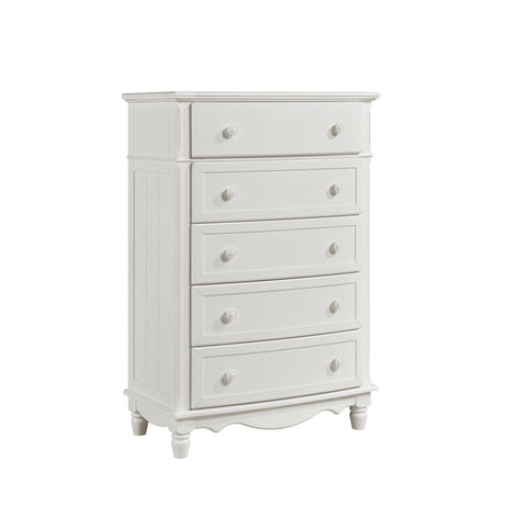 Clementine White Twin Bed, Nightstand, Dresser, Mirror and Chest by Homelegance at Eve Furniture