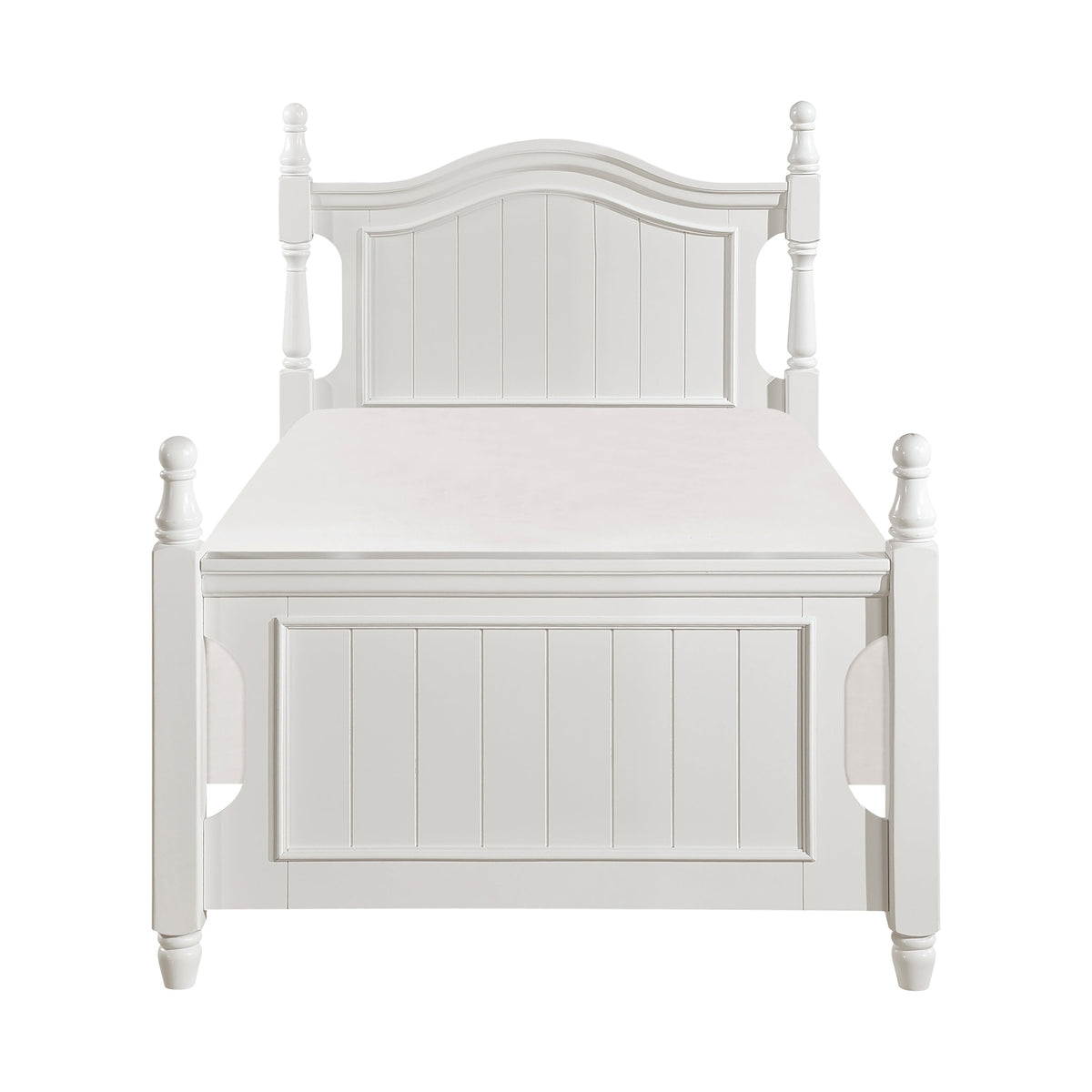 Clementine White Twin Bed, Nightstand, Dresser, Mirror and Chest by Homelegance at Eve Furniture