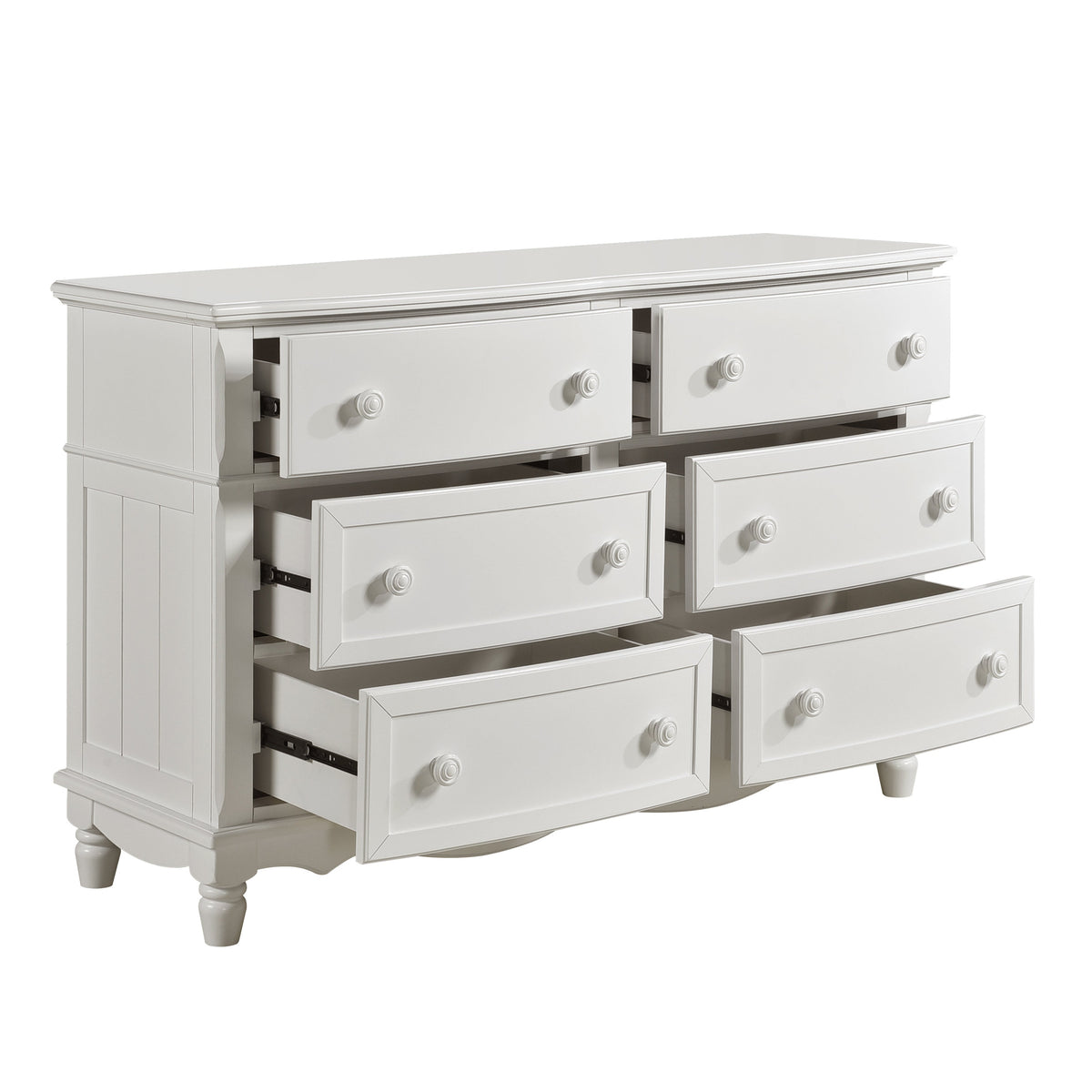 Clementine White Twin Bed, Nightstand, Dresser, Mirror and Chest by Homelegance at Eve Furniture