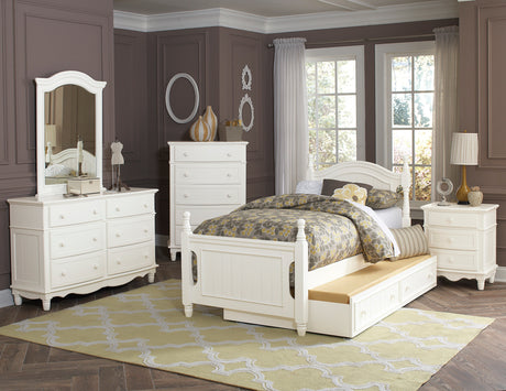 Clementine White Twin Platform Bed with Twin Trundle by Homelegance at Eve Furniture