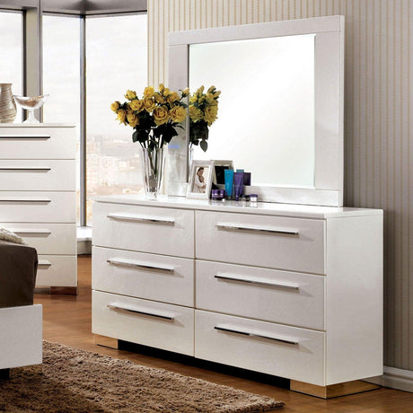Clementine Glossy White Dresser by Furniture of America at Eve Furniture