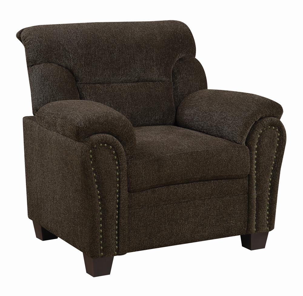 Clemintine Brown Upholstered Chair with Nailhead Trim