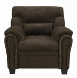 Clemintine Brown Upholstered Chair with Nailhead Trim